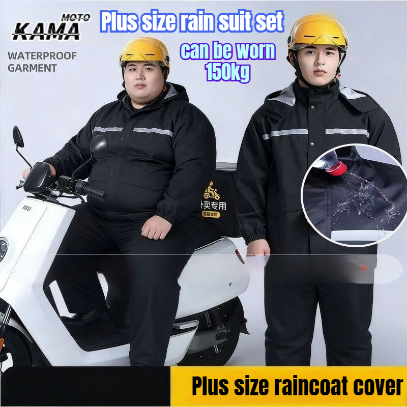 Motorcycle Gear For Men - 9XL Fat Man Reflective Waterproof Raincoat